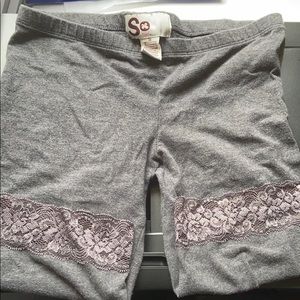 Spandex dark gray shorts with lace trim bottom